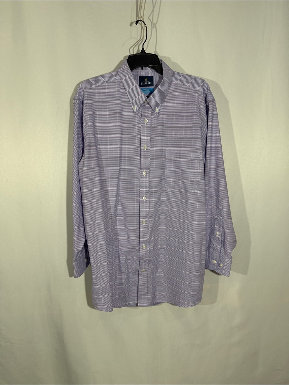 Stafford Lavender Plaid Button-Down Dress Shirt- Coolmax Technology